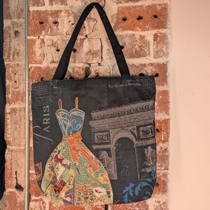 Vintage Style Paris Tapestry Tote Bag Arc de Triomphe Dress Graphic